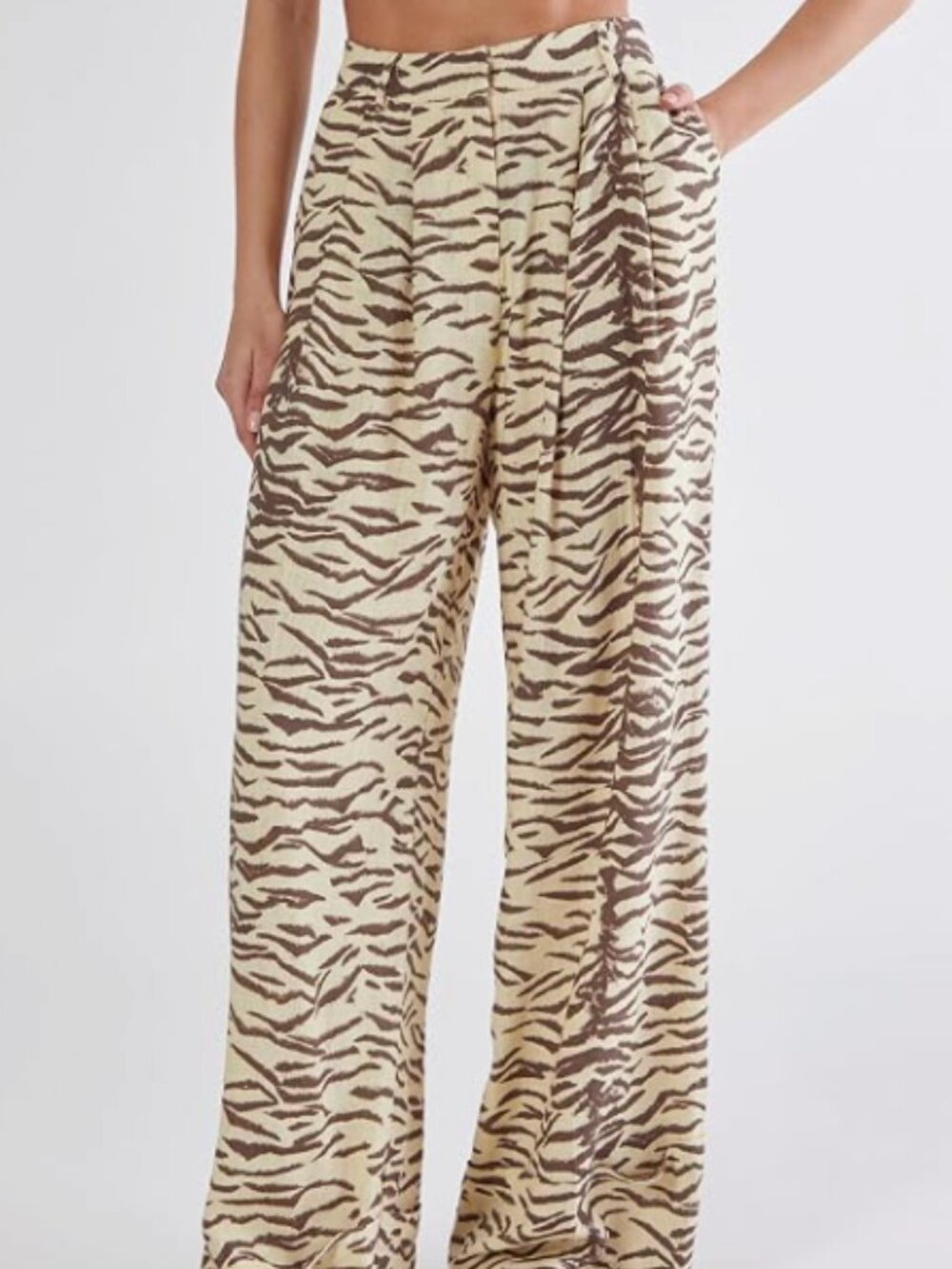 Nasty Gal Women's Zebra Print Linen Tailored Pants Only Size 2